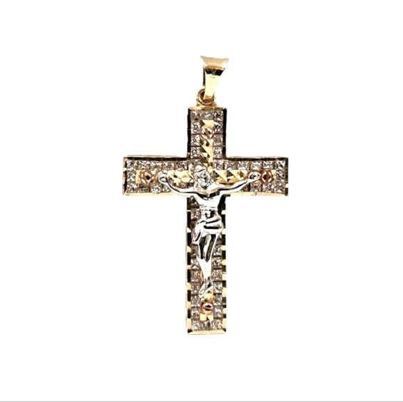 14k Yellow Gold Unisex ZC cross pendant - Picture 3 of 9
